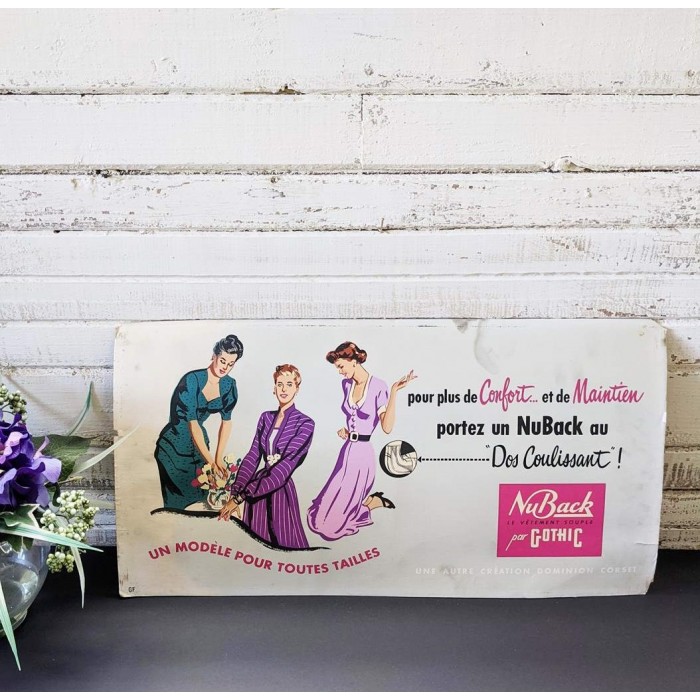 Affiche cartonnée vintage  publicité corset Gothic